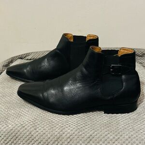Aldo Flex Men's Black Leather Pointed Chelsea Ankle Boots size 11
